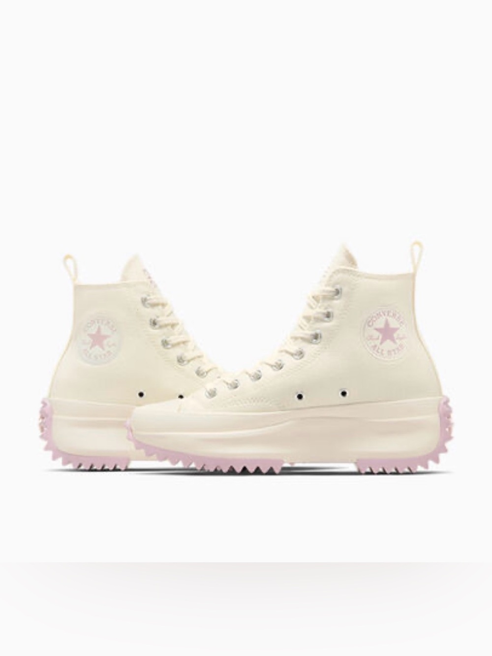 👟🩰Converse Cream High-Top Sneakers with Pink/Violet Accents